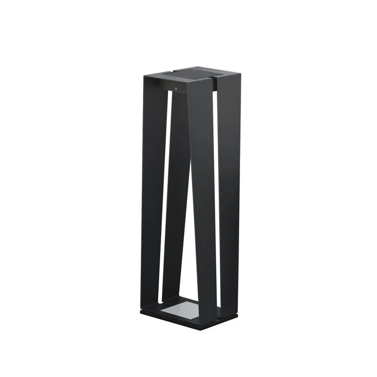 Black metal solar lantern on a white background