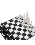 Premium Skyline Chess Acrylic London vs New York chess set with folding board, showcasing architectural cityscapes, available at Spacio India.