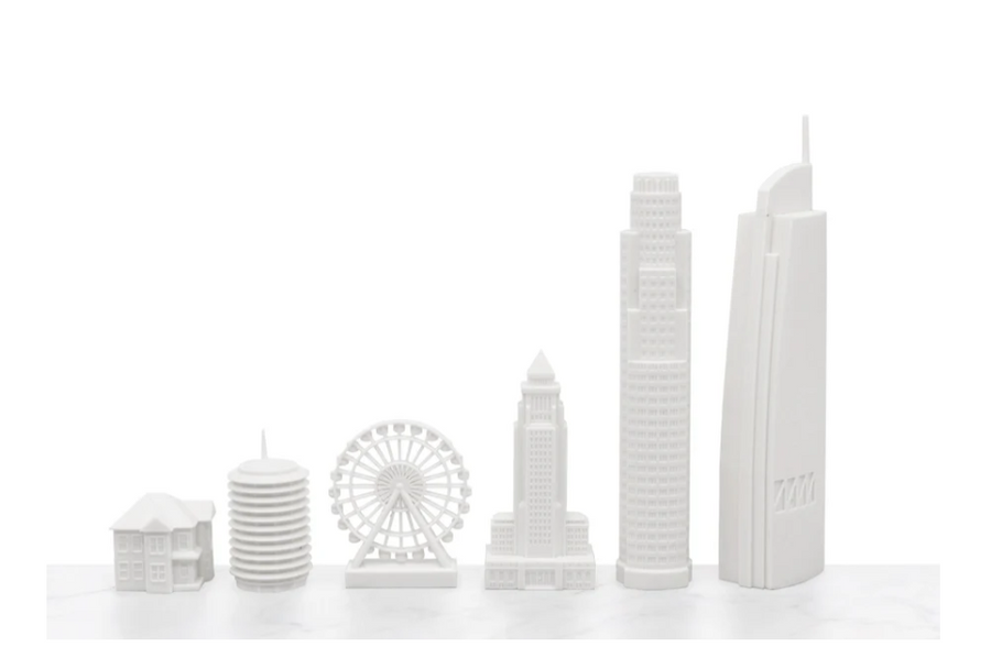 Luxury Skyline Chess Acrylic Los Angeles Map Board Set showcasing detailed city landmarks, available at Spacio India.
