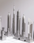 Close up of Skyline Chess Steel Dubai Marble Carrara Board, available at Spacio online and retail stores in India