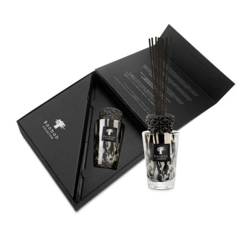 Baobab Black Pearls 250ml Diffuser Mini TOTEMXSPB in a black box with a fragrance of ginger.