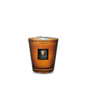 A Baobab Curi De Russie candle MAX16CUR in a glass on a white background.