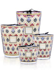 A set of three Baobab Damasse Candle Max 24 MAX24DAM with different designs on them, perfect for adorning Italian palaces with their exquisite charm.