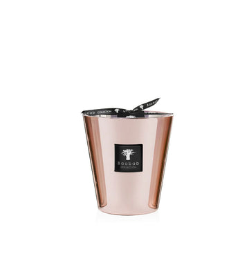 A Baobab Roseum Candle MAX16ROS with a rose gold hue and a black lid, exuding femininity.