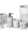 SV Casa Carrara Collection marble bathroom accessories set crafted with polyresin sculpture.