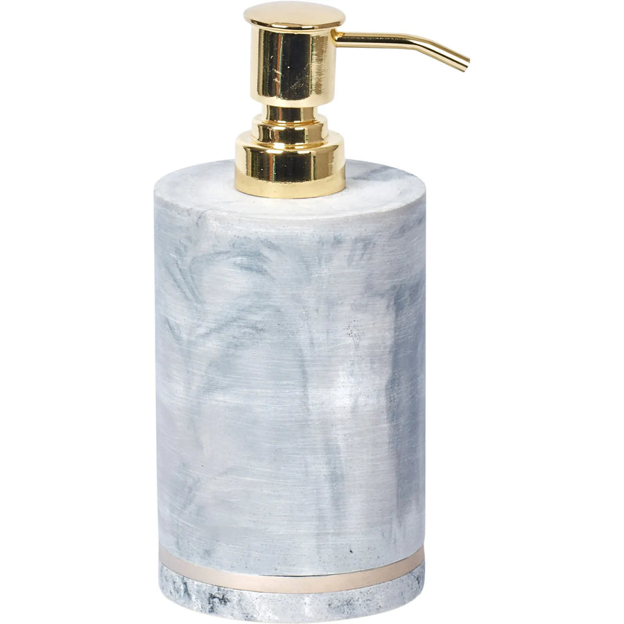 Introducing the exquisite SV Casa Toro Collection; a stunning marble soap dispenser with a touch of elegance, now featuring a sleek brass handle.