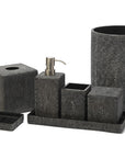 The luxurious SV Casa Samurai Collection includes bathroom accessories crafted from elegant black stone, like the Bath Set Sam Black SVPS04 4pc Set.