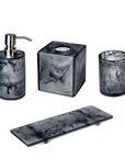 A Bath Set Shan Black SVPS15 4pc Set from SV Casa, with a black and white marble design from the Shan Collection.