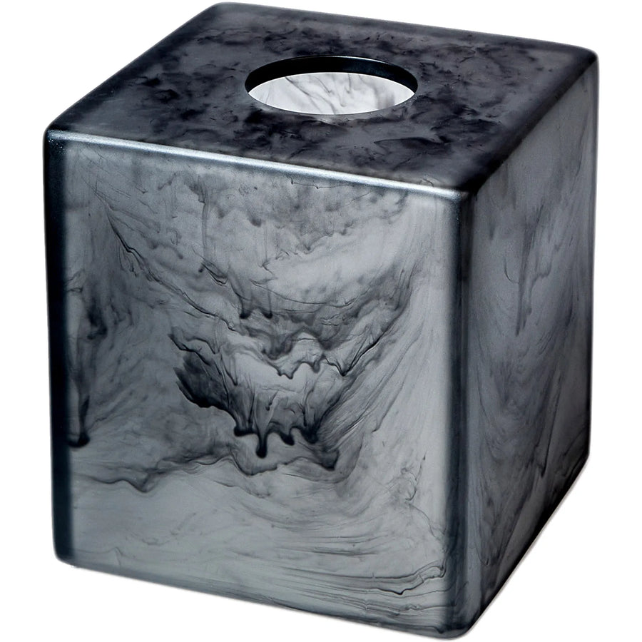 An image of a Bath Set Shan Black SVPS15 4pc Set tissue box from the SV Casa Collection.