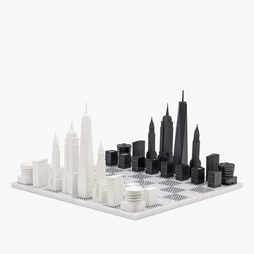 Experience the iconic skyscraper architecture of New York City with this Skyline Chess Acrylic New York Marble Board.