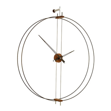 A Clock Nomon Barcelona BAR with a natural walnut wood frame and minimalist design.