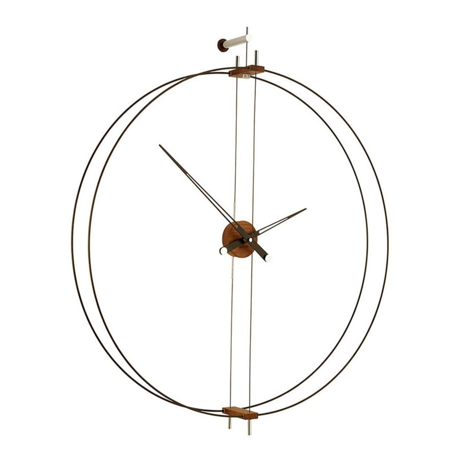 A Clock Nomon Barcelona BAR with a natural walnut wood frame and minimalist design.