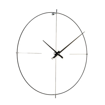 A minimalist style Clock Nomon Bilbao Lacquered Arms & Black Fibre Rings BIL000NN with a black frame on a white background.