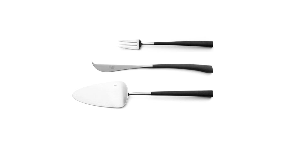 Cutipol Noor luxury cutlery set featuring lightweight pieces with curved resin handles and brushed steel finish, perfect for elegant dining experiences - 3pcs dessert servers