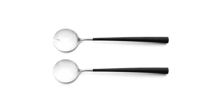 Cutipol Noor luxury cutlery set featuring lightweight pieces with curved resin handles and brushed steel finish, perfect for elegant dining experiences - 2 pc salad server