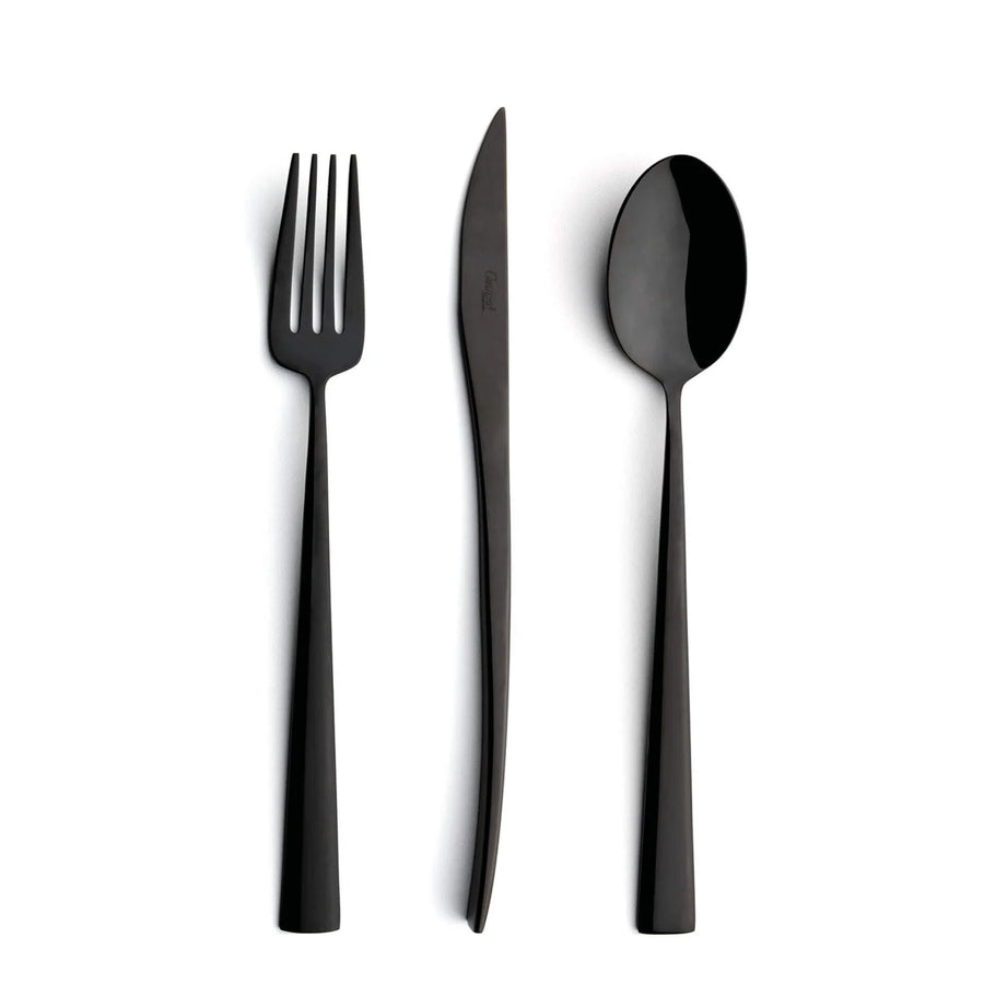 Cutipol Duna Cutlery set spoon fork and kinfe in black polished finish