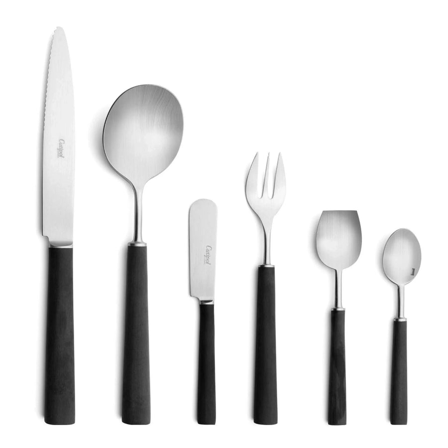Cutipol Ebony and Dua Cutlery sets featuring matte black and gold finishes with sleek, contemporary designs ideal for luxurious dining setups - 6 pcs