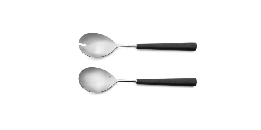 Cutipol Ebony Cutlery sets featuring matte black and gold finishes with sleek, contemporary designs ideal for luxurious dining setups - Salad Servers