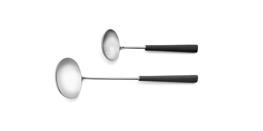 Cutipol Ebony Cutlery sets featuring matte black and gold finishes with sleek, contemporary designs ideal for luxurious dining setups - Servers