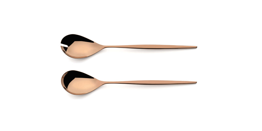 Cutipol Moon Cutlery collection showcasing minimalist design for a modern dining experience - 2 pc server in rose gold copper finish