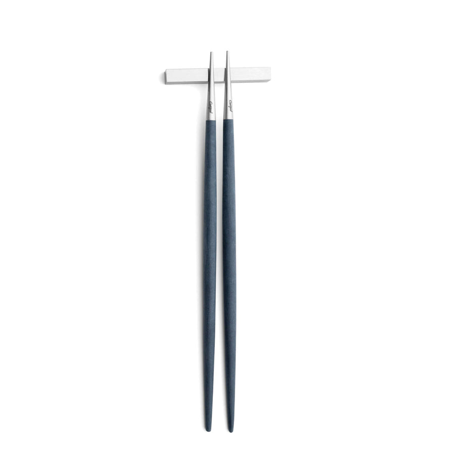 Cutipol Goa blue matt stainless steel finish, black resin handles, and minimalist design for a luxurious dining experience -  chopstick with pillow