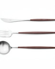 Cutipol Goa brown matt stainless steel finish, black resin handles, and minimalist design for a luxurious dining experience - table spoon, fork and knife