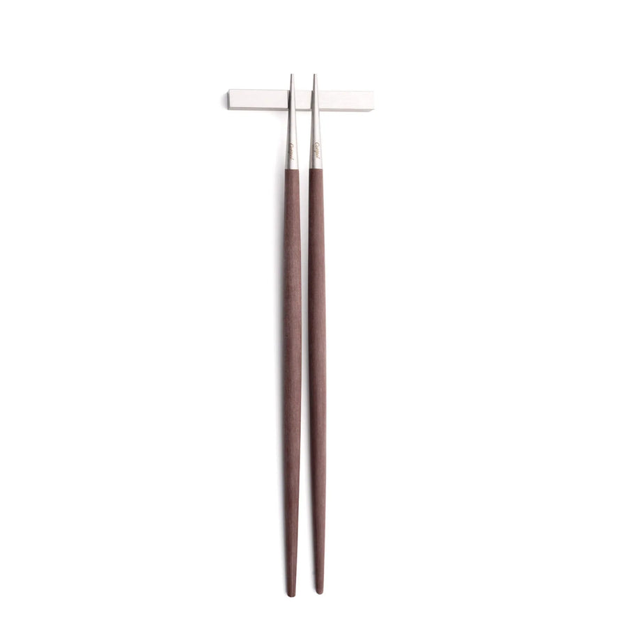 Cutipol Goa brown matt stainless steel finish, black resin handles, and minimalist design for a luxurious dining experience -  chopsticks with rest