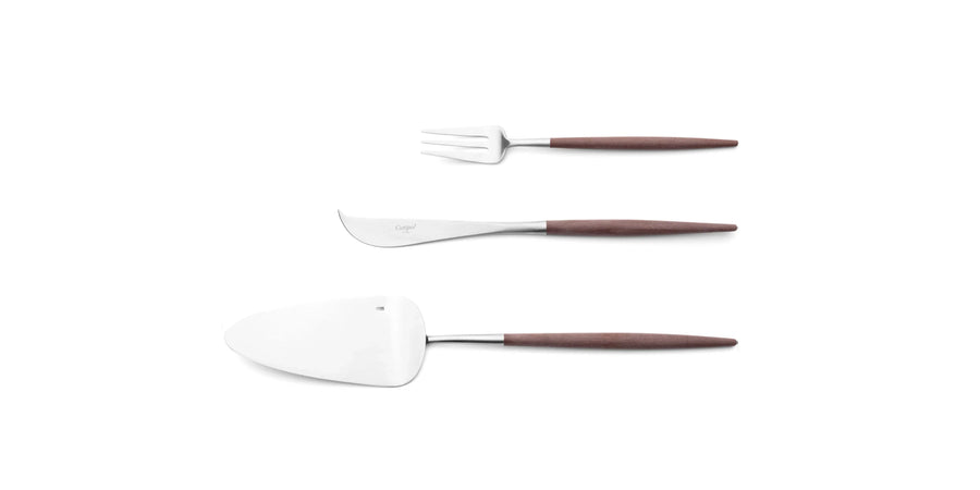 Cutipol Goa brown matt stainless steel finish, black resin handles, and minimalist design for a luxurious dining experience -  dessert servers 3 pcs