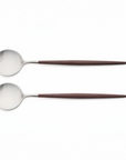 Cutipol Goa brown matt stainless steel finish, black resin handles, and minimalist design for a luxurious dining experience - 2 pc salad servers