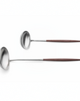 Cutipol Goa brown matt stainless steel finish, black resin handles, and minimalist design for a luxurious dining experience - 2 pcs spoon servers 