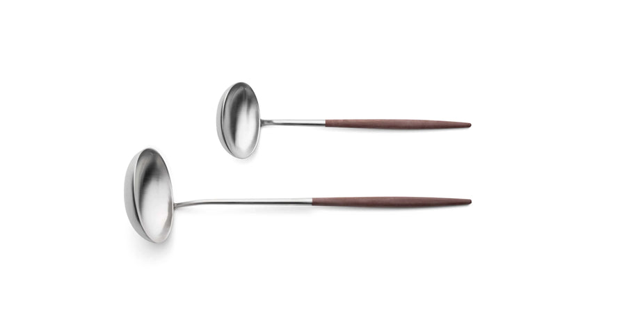Cutipol Goa brown matt stainless steel finish, black resin handles, and minimalist design for a luxurious dining experience -  2 pcs spoon servers 