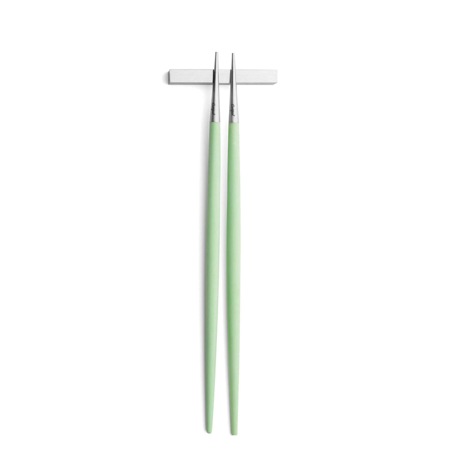 Cutipol Goa celadon matt stainless steel finish, black resin handles, and minimalist design for a luxurious dining experience -  chopsticks with pillow