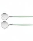 Cutipol Goa celadon matt stainless steel finish, black resin handles, and minimalist design for a luxurious dining experience - salad servers