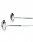 Cutipol Goa celadon matt stainless steel finish, black resin handles, and minimalist design for a luxurious dining experience - 2 pcs spoon servers
