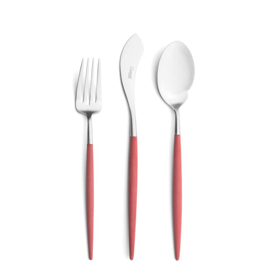 Cutipol Goa red matt stainless steel finish, black resin handles, and minimalist design for a luxurious dining experience -  3pc serving set