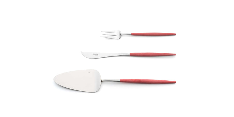 Cutipol Goa red matt stainless steel finish, black resin handles, and minimalist design for a luxurious dining experience -  serving set