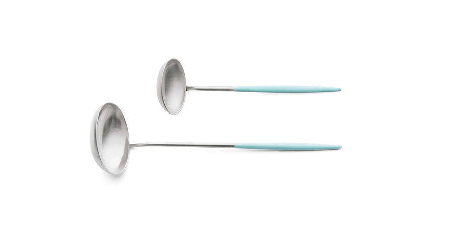 Cutipol Goa red matt stainless steel finish, black resin handles, and minimalist design for a luxurious dining experience -  2pc Spoon Servers set