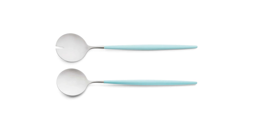 Cutipol Goa red matt stainless steel finish, black resin handles, and minimalist design for a luxurious dining experience -  2pc salad servers