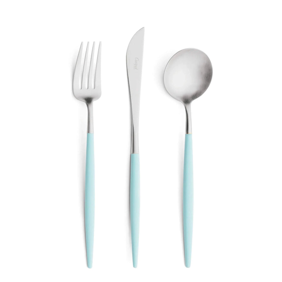 Cutipol Goa red matt stainless steel finish, black resin handles, and minimalist design for a luxurious dining experience -  3 pcs table spoon, knife and fork set