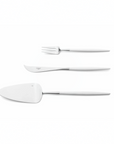 Cutipol Goa white matt stainless steel finish, black resin handles, and minimalist design for a luxurious dining experience - on a white background 3 pcs Dessert Servers
