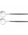 Cutipol Goa grey matt stainless steel finish, black resin handles, and minimalist design for a luxurious dining experience - salad servers