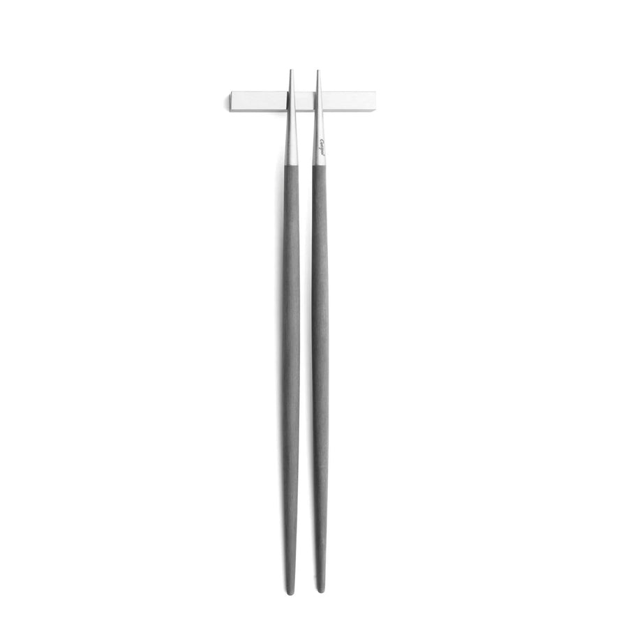 Cutipol Goa grey matt stainless steel finish, black resin handles, and minimalist design for a luxurious dining experience -  chopsticks with Rest