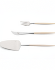 Cutipol Goa ivory matt stainless steel finish, black resin handles, and minimalist design for a luxurious dining experience - Desert servers 