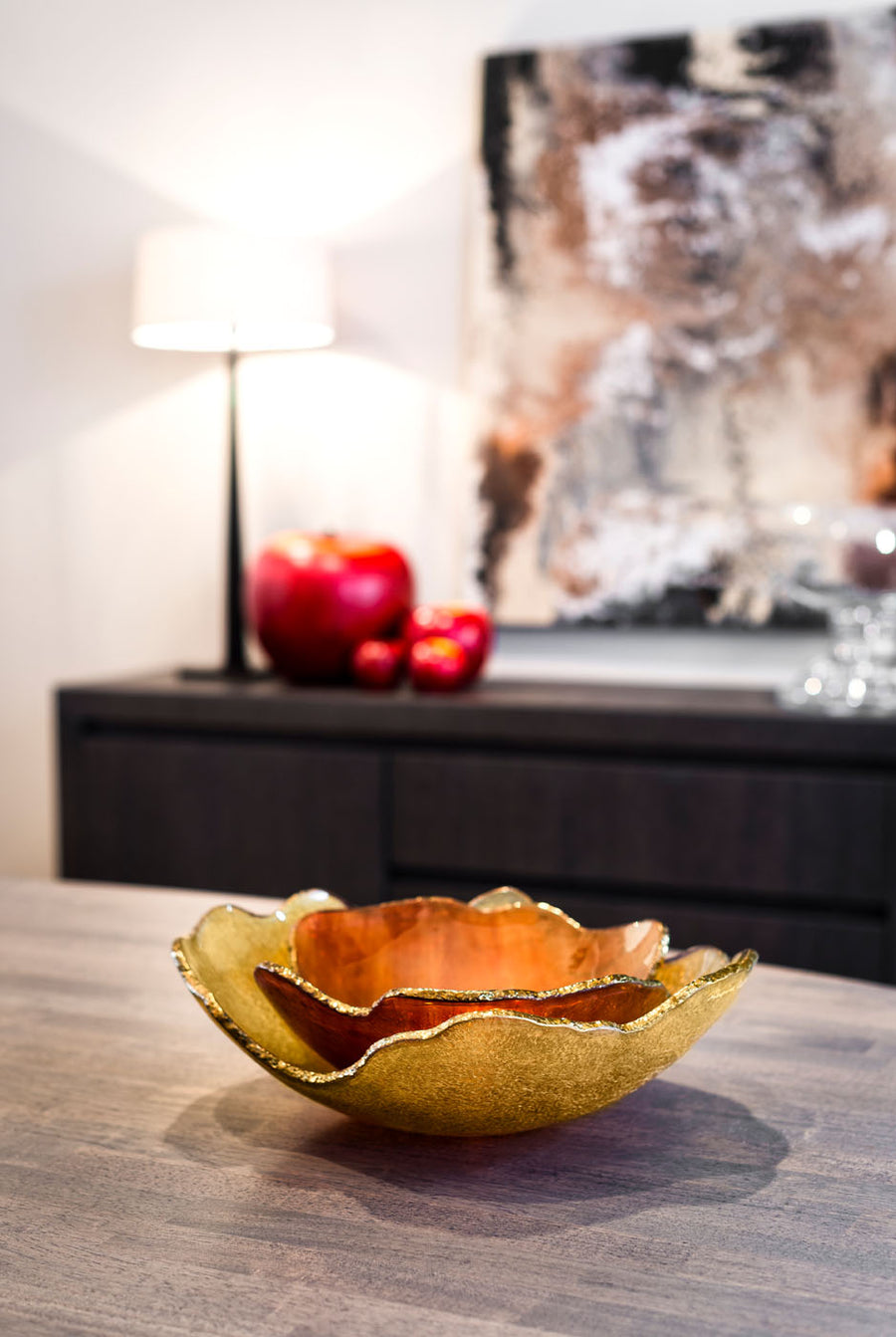 A pair of Mapa bowls from Gardeco styled on a dining table of a luxury apartment in mumbai by celebrity interior stylist navin kanodia of spacio mumbai