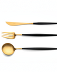 Cutipol Goa black matt gold finish, black resin handles, and minimalist design for a luxurious dining experience - 3pc server set