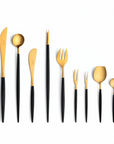Cutipol Goa black matt gold finish, black resin handles, and minimalist design for a luxurious dining experience - 9 pcs set