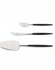 Cutipol Goa black matt stainless steel finish, black resin handles, and minimalist design for a luxurious dining experience - 3 pcs dessert server set