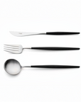 Cutipol Goa black matt stainless steel finish, black resin handles, and minimalist design for a luxurious dining experience - 3 pcs servers set spoon fork and knife