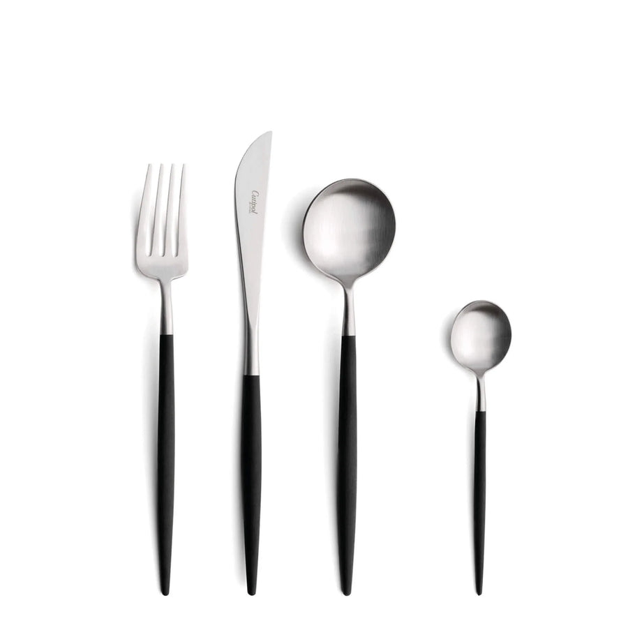 Cutipol Goa black matt stainless steel finish, black resin handles, and minimalist design for a luxurious dining experience -  4pc set