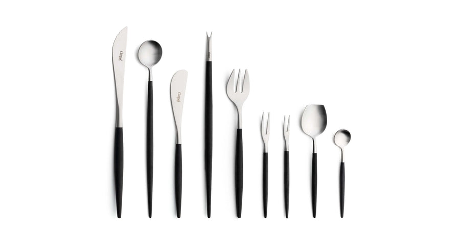 Cutipol Goa black matt stainless steel finish, black resin handles, and minimalist design for a luxurious dining experience -  9pc sets